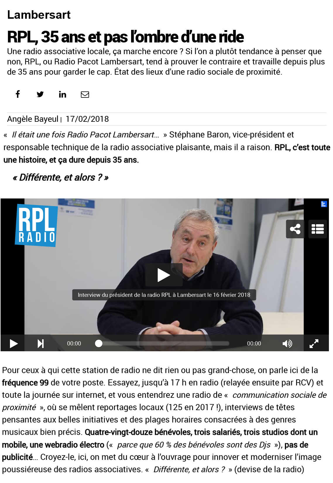 RPL Radio dans la Voix du Nord